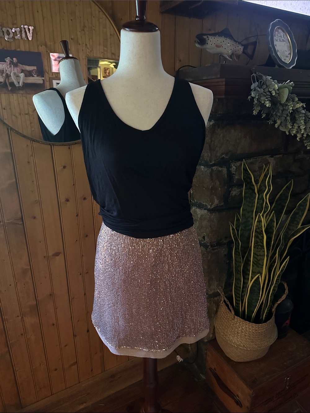 FREE PEOPLE ✨ Sequin Mini Skirt in Light Pink - Women's Sparkle Skirt